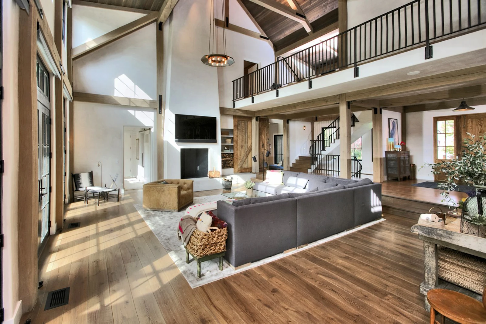 Custom Built Post and Beam Living Room